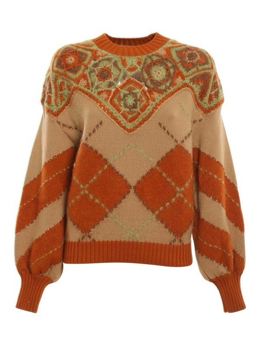 Alberta Ferretti Argyle Patterned Sweater In Orange Size 8